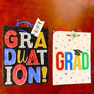 2 Voila Sparkle Graduation Gift Bags 10x12